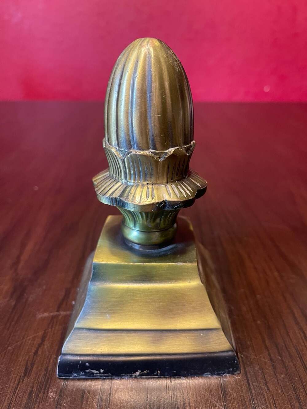 Vintage Brass Acorn Finial Statue Paperweight Regency Desktop Decor